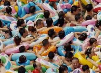 Packed China Wave Pool featured in HUMAN the Movie China Crowd