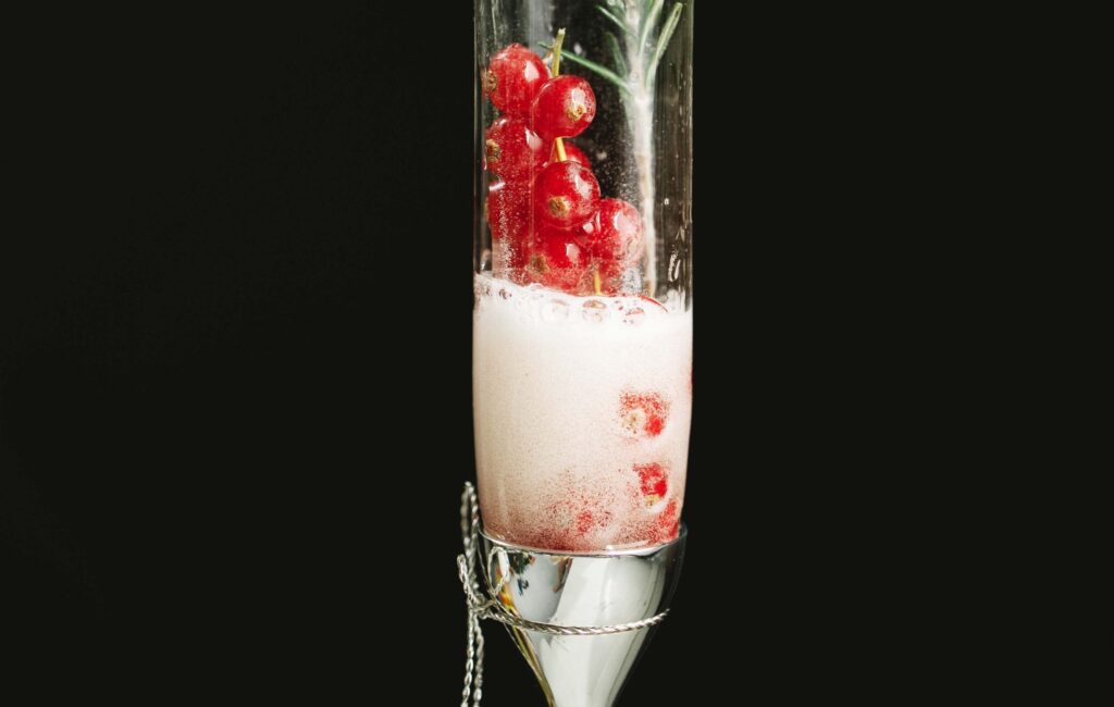 Champagne with Red Currants Cocktail recipe adventuregirl.com