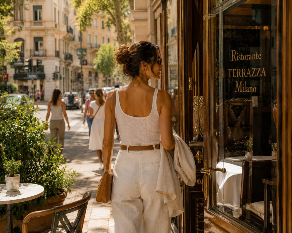 walking in town
